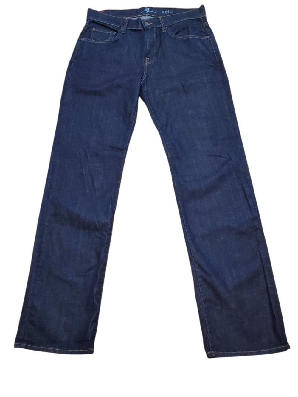 7 FOR ALL MANKIND SZ 32 Austyn Relaxed Fit Straight Leg Dark Wash Blue Jeans